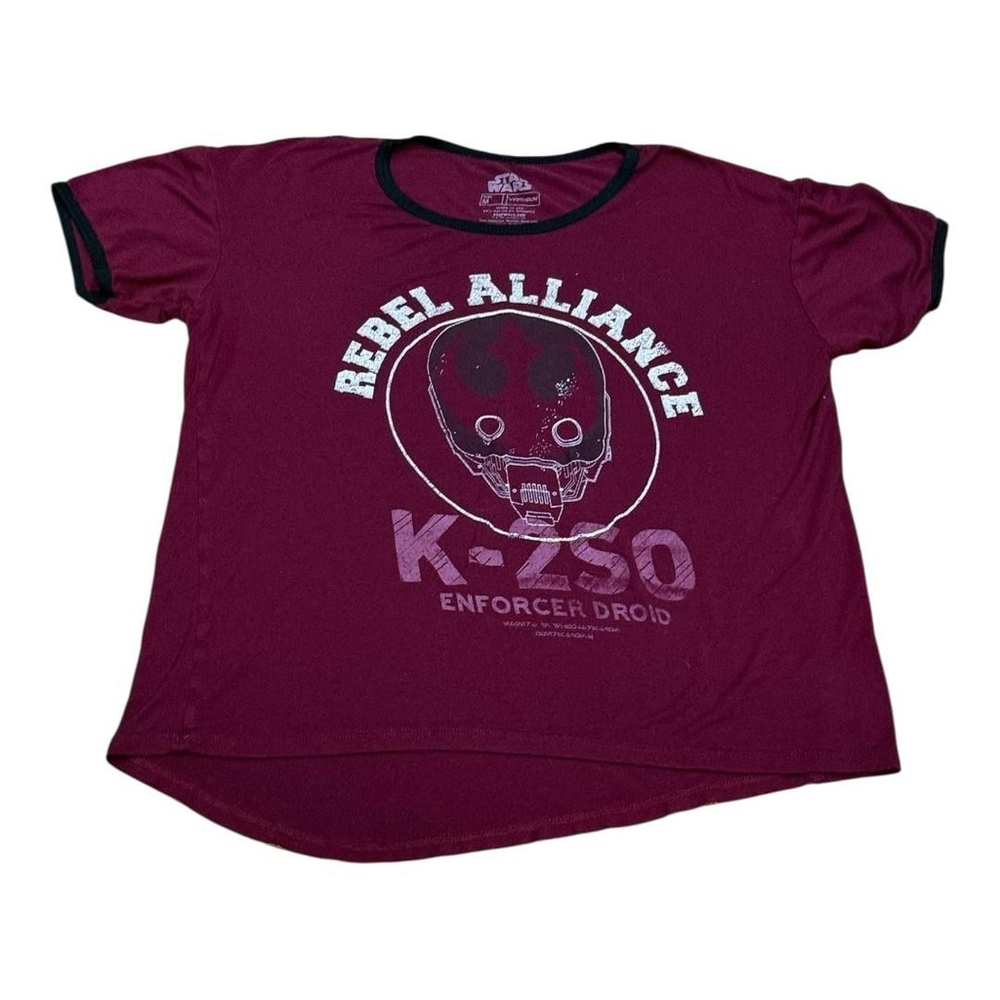 Star Wars K-2SO Enforcer Droid Shirt Womens Medium Burgundy Ringer Made USA